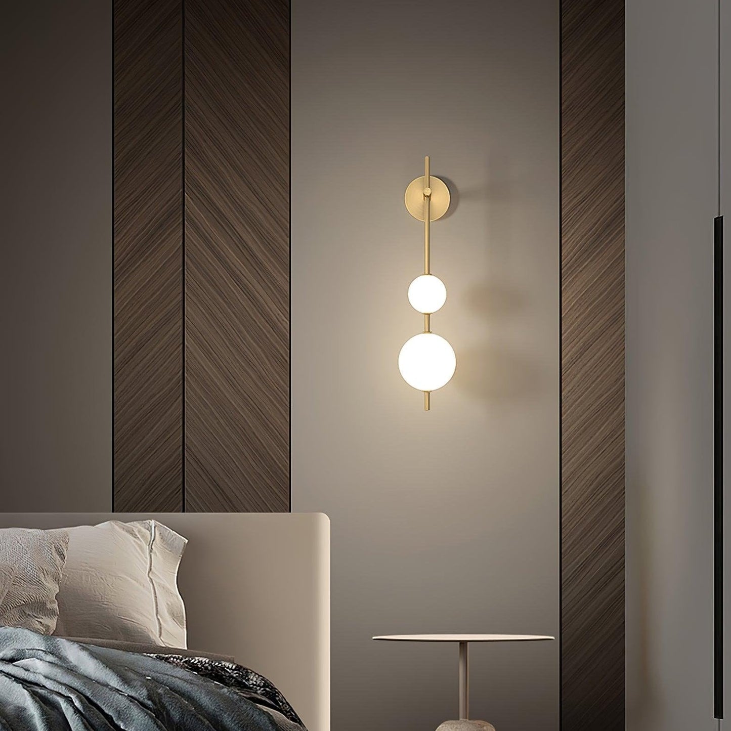Vertical Wall Sconce with Glass Spheres